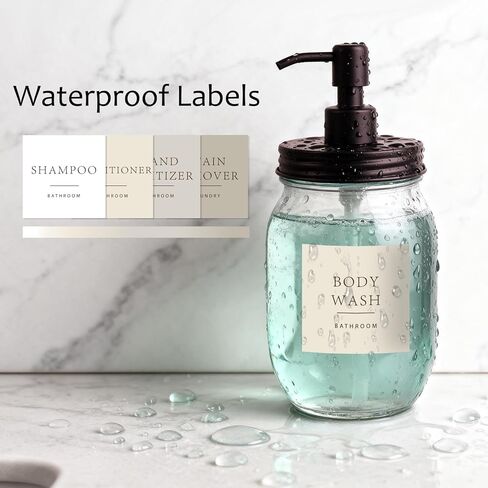 Amolliar Waterproof Bathroom Organization Labels, 48 PCS Soap Shampoo Lotion Dispenser Stickers for Jars & Bottles, Multipurpose Storage Stickers for Bathroom & Laundry Room in Saudi Arabia