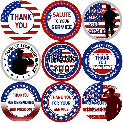 2 Inch Thank You for Your Service Stickers for Veterans Day Patriotic Thank You Sticker Veterans Day Appreciation Gifts Military Labels for Memorial Independence Day Party Favor Supplies 108 PCS in Saudi Arabia
