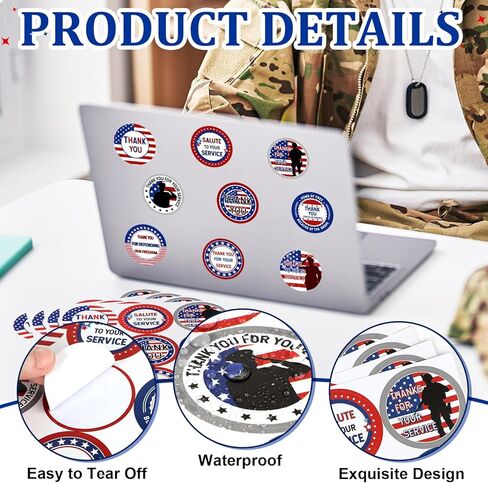 2 Inch Thank You for Your Service Stickers for Veterans Day Patriotic Thank You Sticker Veterans Day Appreciation Gifts Military Labels for Memorial Independence Day Party Favor Supplies 108 PCS in Saudi Arabia