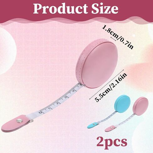 2 Pcs Body Measuring Tape, Leather Tape-Measuring, Soft Tape Measure Retractable, Double-Sided Retractable Small Tape-Measure, Measuring Tapes for Sewing, Clothing, Craft, Body (Blue, Pink, 1.5m) in Saudi Arabia