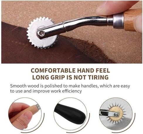 Leather Marking Wheel Tailoring Pattern Making Tool Roller, Style: Standard Steel Tooth Handle in Kuwait