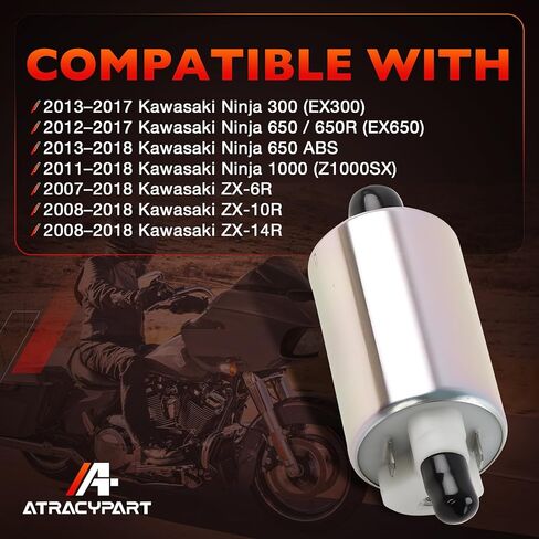 Electric Fuel Pump for Kawasaki Ninja 300 (2013-2017), Ninja 650 (2012-2018), Ninja 1000 (2011-2018), ZX-6R (2007-2018), ZX-10R (2008-2018), ZX-14R (2008-2018), Replace 49040-0713 49040-0026 in Kuwait