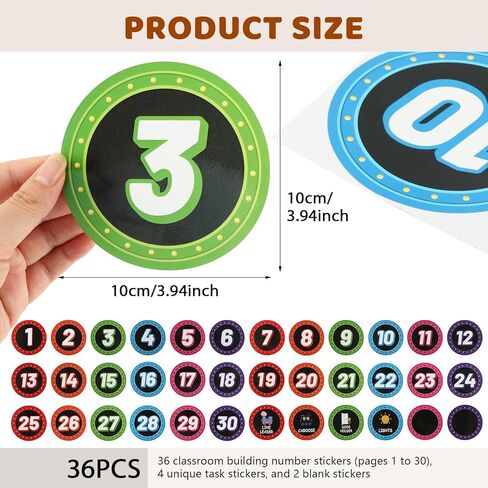 36 Pack Line Up Spots for Classroom Floor, 4 Inch Colorful Number Spot Markers Stickers, Self Adhesive Sit Number Dots Stickers, Class Line Up Spots for Kindergarten Preschool Back to School in Saudi Arabia