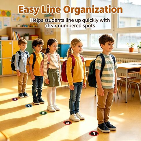 36 Pack Line Up Spots for Classroom Floor, 4 Inch Colorful Number Spot Markers Stickers, Self Adhesive Sit Number Dots Stickers, Class Line Up Spots for Kindergarten Preschool Back to School in Saudi Arabia