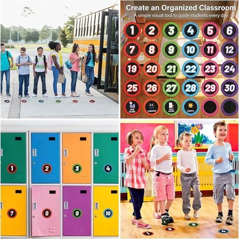 36 Pack Line Up Spots for Classroom Floor, 4 Inch Colorful Number Spot Markers Stickers, Self Adhesive Sit Number Dots Stickers, Class Line Up Spots for Kindergarten Preschool Back to School in Saudi Arabia