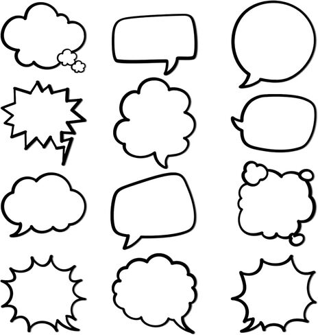 Eaasty 36 Pcs Blank Bubble Sticker Labels Black and White Speech Bubble Dialog Frame Cards for Scrapbooking Journaling Classroom DIY Activities Crafts in Kuwait