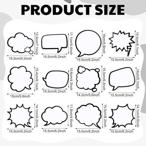 Eaasty 36 Pcs Blank Bubble Sticker Labels Black and White Speech Bubble Dialog Frame Cards for Scrapbooking Journaling Classroom DIY Activities Crafts in Kuwait