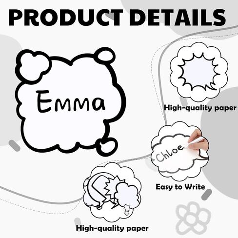 Eaasty 36 Pcs Blank Bubble Sticker Labels Black and White Speech Bubble Dialog Frame Cards for Scrapbooking Journaling Classroom DIY Activities Crafts in Kuwait