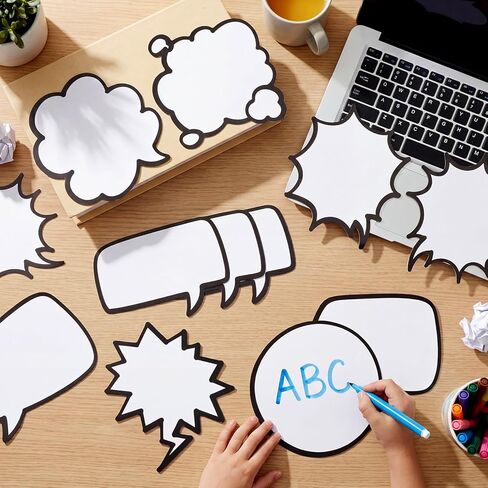 Eaasty 36 Pcs Blank Bubble Sticker Labels Black and White Speech Bubble Dialog Frame Cards for Scrapbooking Journaling Classroom DIY Activities Crafts in Kuwait