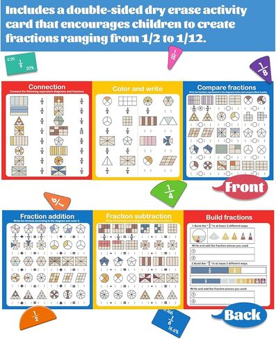 Magnetic Fraction Demonstration Book, Magnetic Fraction Playbook, Montessori Magnetic Fraction Tiles Book for Kids, Fraction Manipulatives for Elementary School in Saudi Arabia