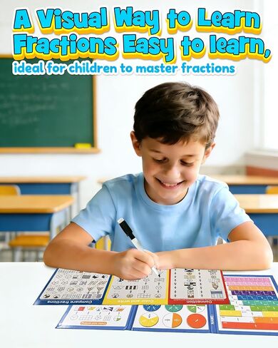 Magnetic Fraction Demonstration Book, Magnetic Fraction Playbook, Montessori Magnetic Fraction Tiles Book for Kids, Fraction Manipulatives for Elementary School in Saudi Arabia