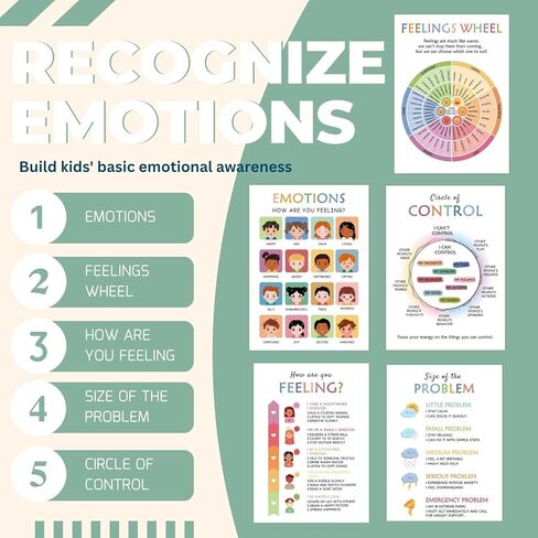 XXBUSSING Calming Corner Posters for Classroom, 12 Pcs Toddler Learning Posters Feelings Chart for Kids Homeschool Calm down Corner Supplies Learning Wall Decor for Classroom in Kuwait