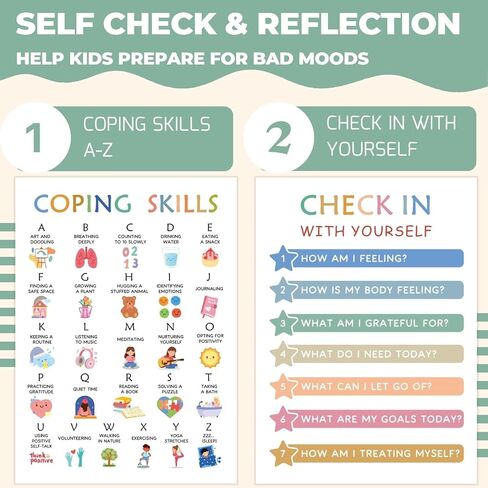 XXBUSSING Calming Corner Posters for Classroom, 12 Pcs Toddler Learning Posters Feelings Chart for Kids Homeschool Calm down Corner Supplies Learning Wall Decor for Classroom in Kuwait