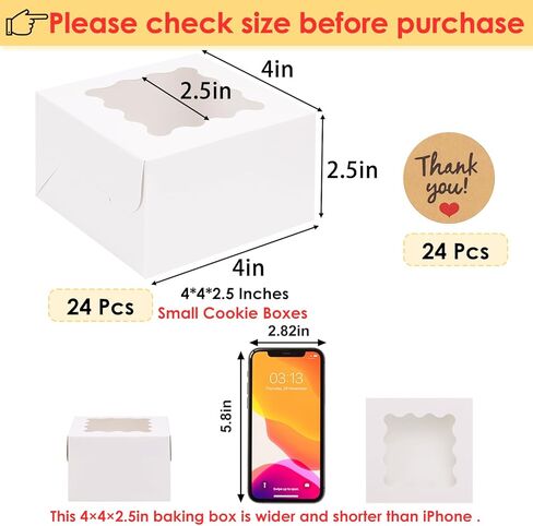 Moretoes 80pcs Small Cookie Boxes 4x4x2.5in White Bakery Boxes with Window Treat Boxes Cake Boxes for Dessert Pastry Macaron in Saudi Arabia