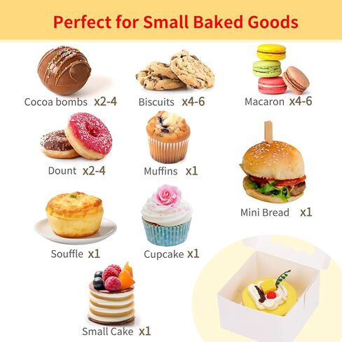 Moretoes 80pcs Small Cookie Boxes 4x4x2.5in White Bakery Boxes with Window Treat Boxes Cake Boxes for Dessert Pastry Macaron in Saudi Arabia