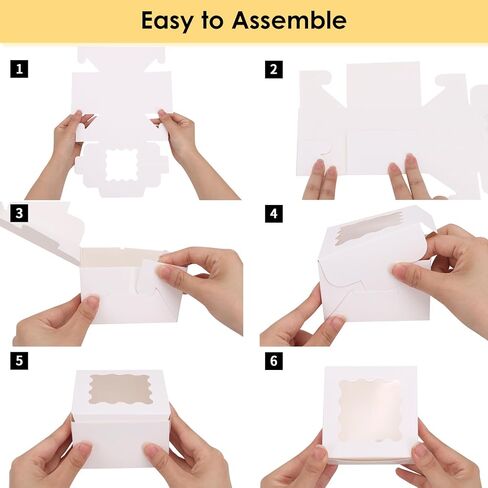 Moretoes 80pcs Small Cookie Boxes 4x4x2.5in White Bakery Boxes with Window Treat Boxes Cake Boxes for Dessert Pastry Macaron in Saudi Arabia