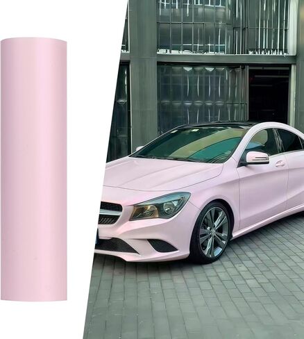 XhuangTech غلاف سيارة وردي لامع عالي اللمعان من الفينيل PET مقاس 12 بوصة × 60 بوصة، طبقة حماية طلاء السيارة باللون الوردي الساحر مع إطلاق الهواء DIY ملصق جسم السيارة الخارجي فيلم تغليف مائي in Kuwait