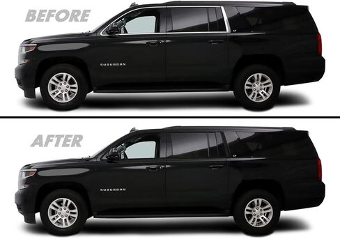 SlickMod كروم حذف تراكب الفينيل المعتم لسيارة 2015-2020 Chevy Suburban Window Trim (أسود غير لامع) in Kuwait