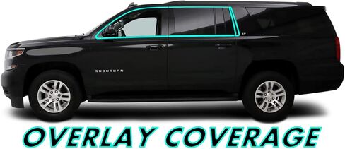SlickMod كروم حذف تراكب الفينيل المعتم لسيارة 2015-2020 Chevy Suburban Window Trim (أسود غير لامع) in Kuwait