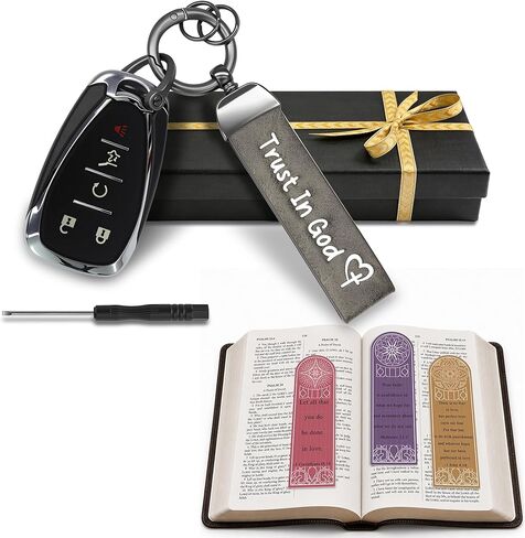 سلسلة مفاتيح Trust In God، إكسسوارات سلسلة مفاتيح مسيحية بتصميم قلب متقاطع، حلقة مفاتيح معدنية لمفاتيح السيارة ومفاتيح المنزل، هدية حامل مفاتيح الإيمان خفيفة الوزن للرجال والنساء، منظم المفاتيح (أزرق) in Kuwait