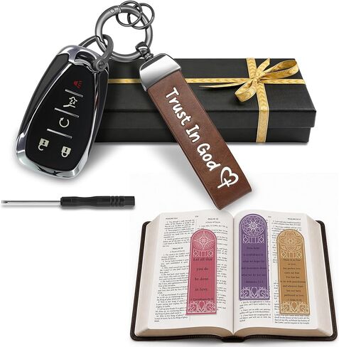 سلسلة مفاتيح Trust In God، إكسسوارات سلسلة مفاتيح مسيحية بتصميم قلب متقاطع، حلقة مفاتيح معدنية لمفاتيح السيارة ومفاتيح المنزل، هدية حامل مفاتيح الإيمان خفيفة الوزن للرجال والنساء، منظم المفاتيح (أزرق) in Kuwait