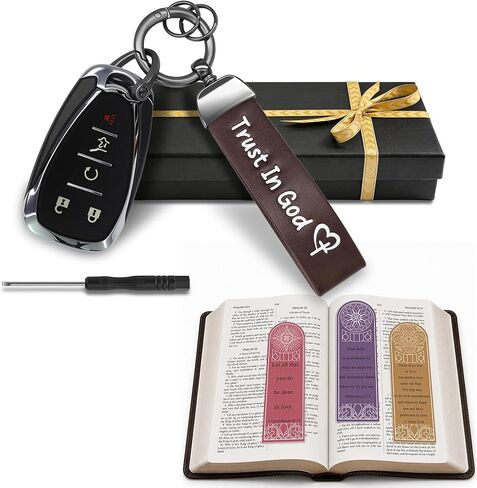 سلسلة مفاتيح Trust In God، إكسسوارات سلسلة مفاتيح مسيحية بتصميم قلب متقاطع، حلقة مفاتيح معدنية لمفاتيح السيارة ومفاتيح المنزل، هدية حامل مفاتيح الإيمان خفيفة الوزن للرجال والنساء، منظم المفاتيح (أزرق) in Kuwait