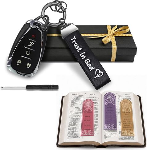 سلسلة مفاتيح Trust In God، إكسسوارات سلسلة مفاتيح مسيحية بتصميم قلب متقاطع، حلقة مفاتيح معدنية لمفاتيح السيارة ومفاتيح المنزل، هدية حامل مفاتيح الإيمان خفيفة الوزن للرجال والنساء، منظم المفاتيح (أزرق) in Kuwait