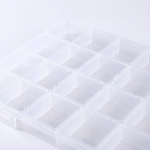 28-Grid Clear Plastic Organizer Box, Secure Storage Container with Fixed Dividers for Beads, Jewelry & Crafts - Spill-Proof Compartments for Small Parts Organization in Saudi Arabia