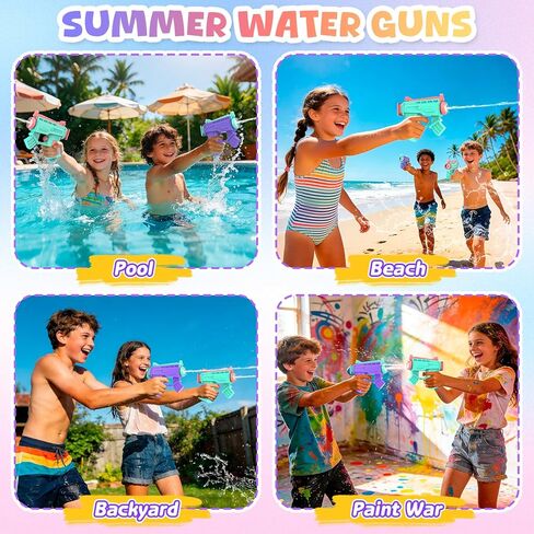 Water Gun for Kids, 2 Pack Squirt Gun for Girls Toddlers Pool Toys, Small Water Guns Blaster Soaker Ages 3-12 for Summer Outdoor Beach Party Game in Kuwait