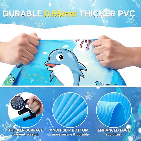 87" Splash Pad for Kids and Adults, Extra Large Sprinkler Water Toys for Backyard Outside, Non-Slip Wading Pool for Toddlers 1-3 4-8, Summer Outdoor Family Water Park in Saudi Arabia