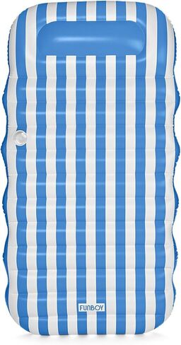 FUNBOY Yellow & White Cabana Striped Flat Lounger Pool Float with Built-in Pillow 70" for Adults Swimming Pool Accessories & Tanning Pool Float for Pool Party & Summer in Kuwait