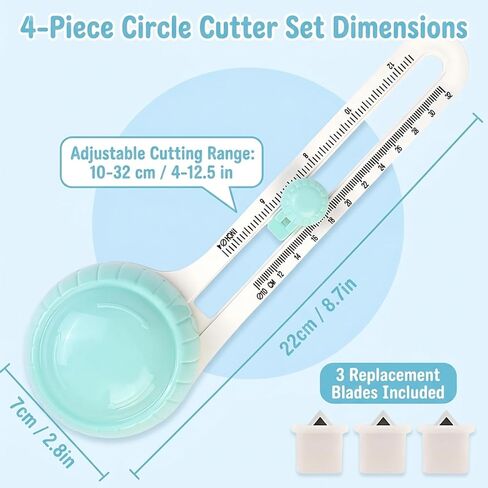 Circle Cutter, Adjustable Circle Cutter Set of 4, Circle Paper Cutter for Crafts, Professional Circle Cutters for Scrapbooking and DIY Projects, Cutting Range from 4 to 12.5 Inches in Saudi Arabia