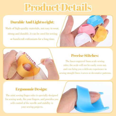 LXUEJIE 4 Pcs Edge Stitch Lock & Sewing Gauge, Edge Sewing Locking Tool for Beginners and Seniors, Mini Sewings Finger Ruler for Even Stitches 4mm Needle Gauge Quilting Ruler Measuring Tool in Saudi Arabia