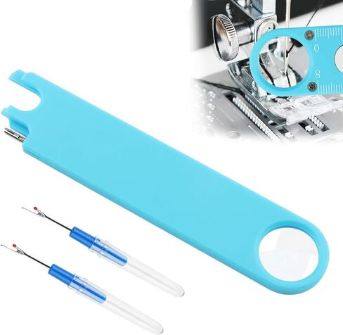 Sewing Machine Needle Threader with Magnifier, 3 in 1 Quick Threading Tool with Magnetic Mount & Integrated Ruler, Anti-Prick Stitch Insertion Kit with 2 Seam Rippers for Quilting in Saudi Arabia