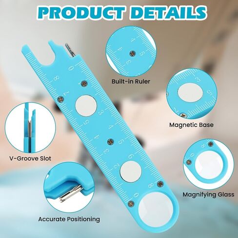 Sewing Machine Needle Threader with Magnifier, 3 in 1 Quick Threading Tool with Magnetic Mount & Integrated Ruler, Anti-Prick Stitch Insertion Kit with 2 Seam Rippers for Quilting in Saudi Arabia