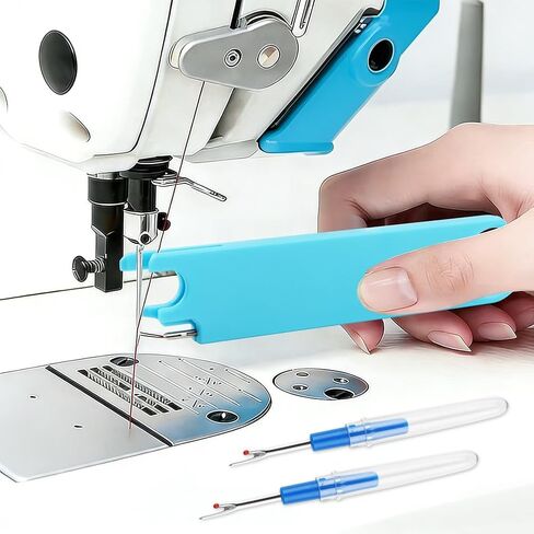 Sewing Machine Needle Threader with Magnifier, 3 in 1 Quick Threading Tool with Magnetic Mount & Integrated Ruler, Anti-Prick Stitch Insertion Kit with 2 Seam Rippers for Quilting in Saudi Arabia