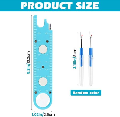 Sewing Machine Needle Threader with Magnifier, 3 in 1 Quick Threading Tool with Magnetic Mount & Integrated Ruler, Anti-Prick Stitch Insertion Kit with 2 Seam Rippers for Quilting in Saudi Arabia