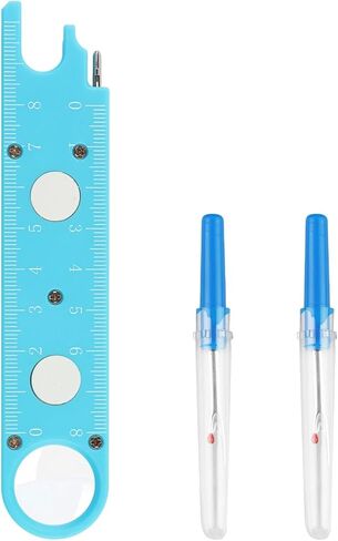 Sewing Machine Needle Threader with Magnifier, 3 in 1 Quick Threading Tool with Magnetic Mount & Integrated Ruler, Anti-Prick Stitch Insertion Kit with 2 Seam Rippers for Quilting in Saudi Arabia