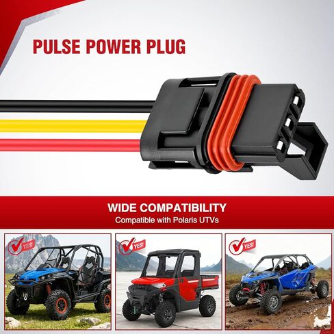 Nilight 16AWG Lighted Whip Wiring Harness Kit with Pulse Power Plug Connector 12V On Off 5Pin Rocker Switch Relay Fuse for Polaris RZR General Ranger Pulse Bus bar - 2 Leads Blue in Kuwait