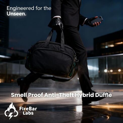 Smell-Proof Hybrid Duffle Bag Backpack with Hidden Lock, USB-C Fast Charge, 17.75x12x10 in, 34.9L in Saudi Arabia
