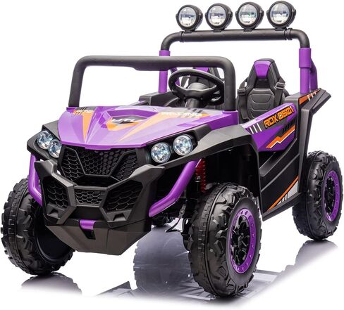 24V 2-Seater Kids Ride-On UTV, 4WD Electric Car with Parent Remote Control, 4x200W Motor, LED Headlights & Searchlights, Bluetooth Music, Spring Suspension, 3-Speed Off-Road Toy Gift, Purple in Saudi Arabia
