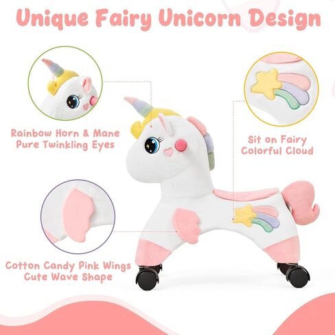 FUNLIO Unicorn Ride On Toys, Toddler Ride On Toys with 360° Wheels, Toddler Bike Designed to Develop Balance & Coordination, for Indoor/Outdoor Play, Easy to Assemble, CPC & CE Certified in Saudi Arabia
