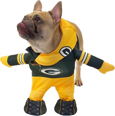 زي NFL Green Bay Packers المرخص رسميًا للكلاب الجارية من MODERN HERO يشتمل على قطعتين - بدلة للجسم وقبعة (أخضر، X-Large، Green Bay Packers) in Kuwait
