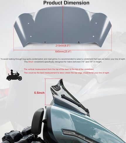 8" Wave Windshield Windscreen Compatible with Harley Davidson CVO Street Glide FLHXSE 2023-later, Street Glide FLHX 2024-later, FLXHU 2025-later (Tint) in Saudi Arabia