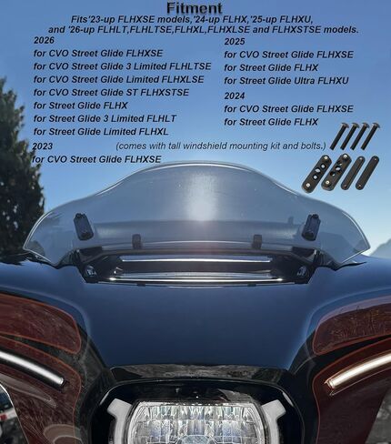 8" Wave Windshield Windscreen Compatible with Harley Davidson CVO Street Glide FLHXSE 2023-later, Street Glide FLHX 2024-later, FLXHU 2025-later (Tint) in Saudi Arabia