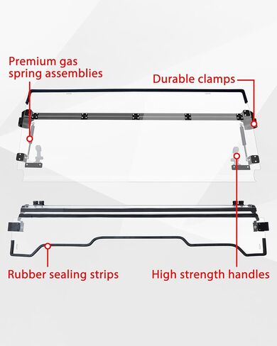 SAUTVS Flip Up الزجاج الأمامي لسيارة Honda Pioneer 1000-3 1000-5 2016-2025، Pioneer 1000-6 2023-2026، ملحقات الزجاج الأمامي الشفاف المطلي بالبوليستر 1/5 بوصة، يمكن إغلاقها أو تهويتها أو فتحها بالكامل in Kuwait