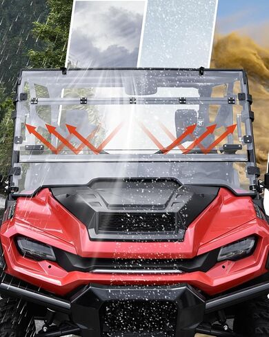 SAUTVS Flip Up الزجاج الأمامي لسيارة Honda Pioneer 1000-3 1000-5 2016-2025، Pioneer 1000-6 2023-2026، ملحقات الزجاج الأمامي الشفاف المطلي بالبوليستر 1/5 بوصة، يمكن إغلاقها أو تهويتها أو فتحها بالكامل in Kuwait