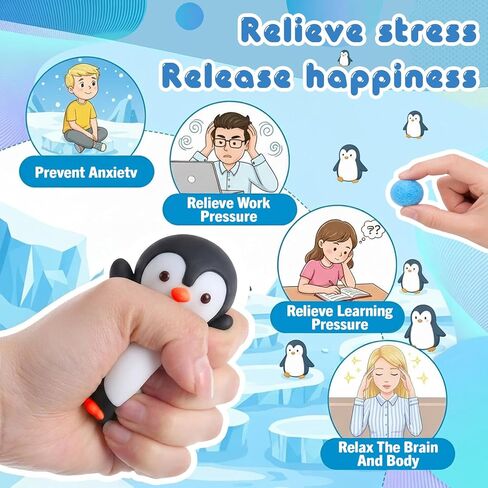 Cute Penguin Squishy Toys,Squeeze Toys 3Pcs- Ultra-Soft Squishy Stress Relief Toys Ultra-Soft Squishy Stress Relief Toys, Soft Silicone Squeeze Gifts for Teens, and Adults in Saudi Arabia