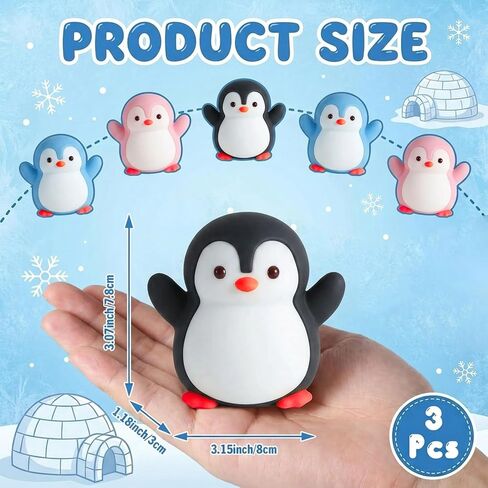 Cute Penguin Squishy Toys,Squeeze Toys 3Pcs- Ultra-Soft Squishy Stress Relief Toys Ultra-Soft Squishy Stress Relief Toys, Soft Silicone Squeeze Gifts for Teens, and Adults in Saudi Arabia