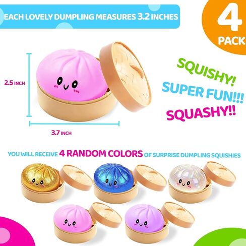 4 Pack Dumpling Squishy Glitter Dumpling Sugar Squishies Box Balls Random Color for Anxiety Relief Fidgets Squeeze Stress Relief Fidget in Saudi Arabia